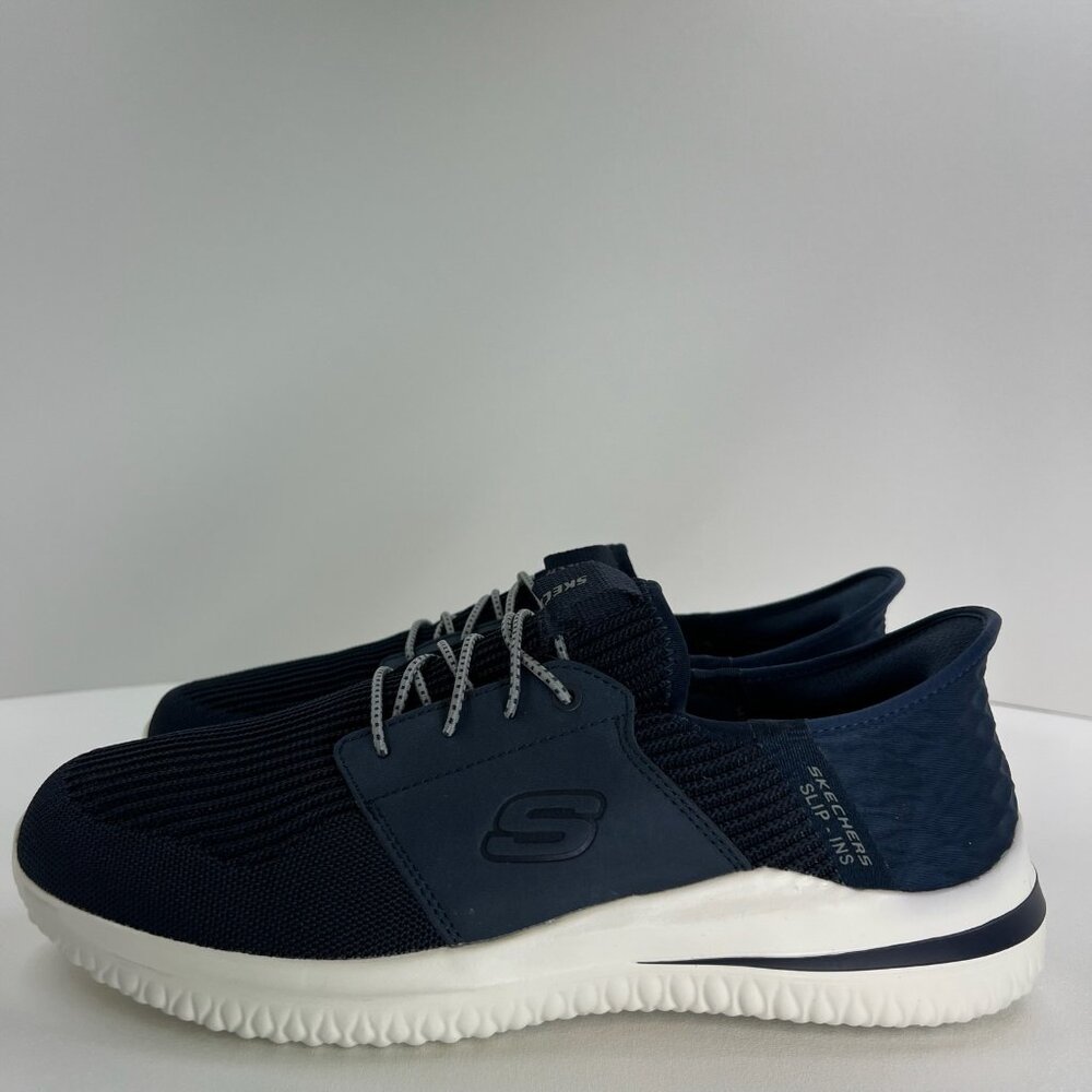 Skechers Slip-Ins Delson 3.0 Lavell Sneaker Mens 11.5 Memory Foam Knit Navy Blue - Picture 3 of 12